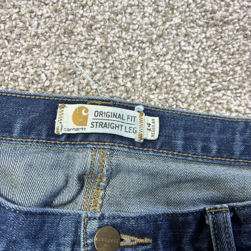 Carhartt Original Fit Straight Leg Jeans Womens 14 Blue Medium Stretch‎ Denim
